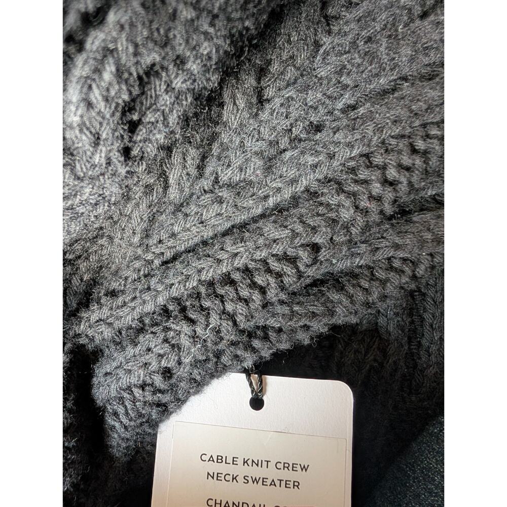 Alo Yoga Cable Knit Sweater Women's S Black Wool Blend Long Sleeve Crew Neck NWT - Picture 4 of 4